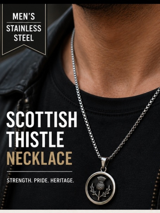 Scottish Victory thistle Other - Men’s Scottish Victory Thistle Pendant Necklace 24” 316L Stainless Steel Chain